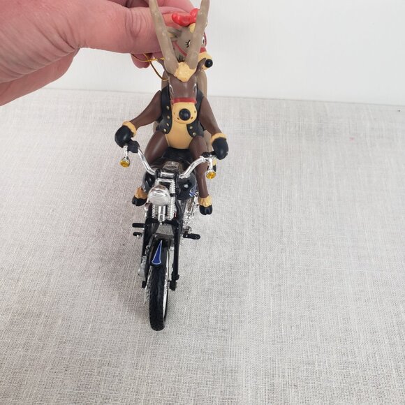 Harley Davidson Christmas Ornament Two For the Road Reindeer Spinning Wheels - Picture 5 of 5